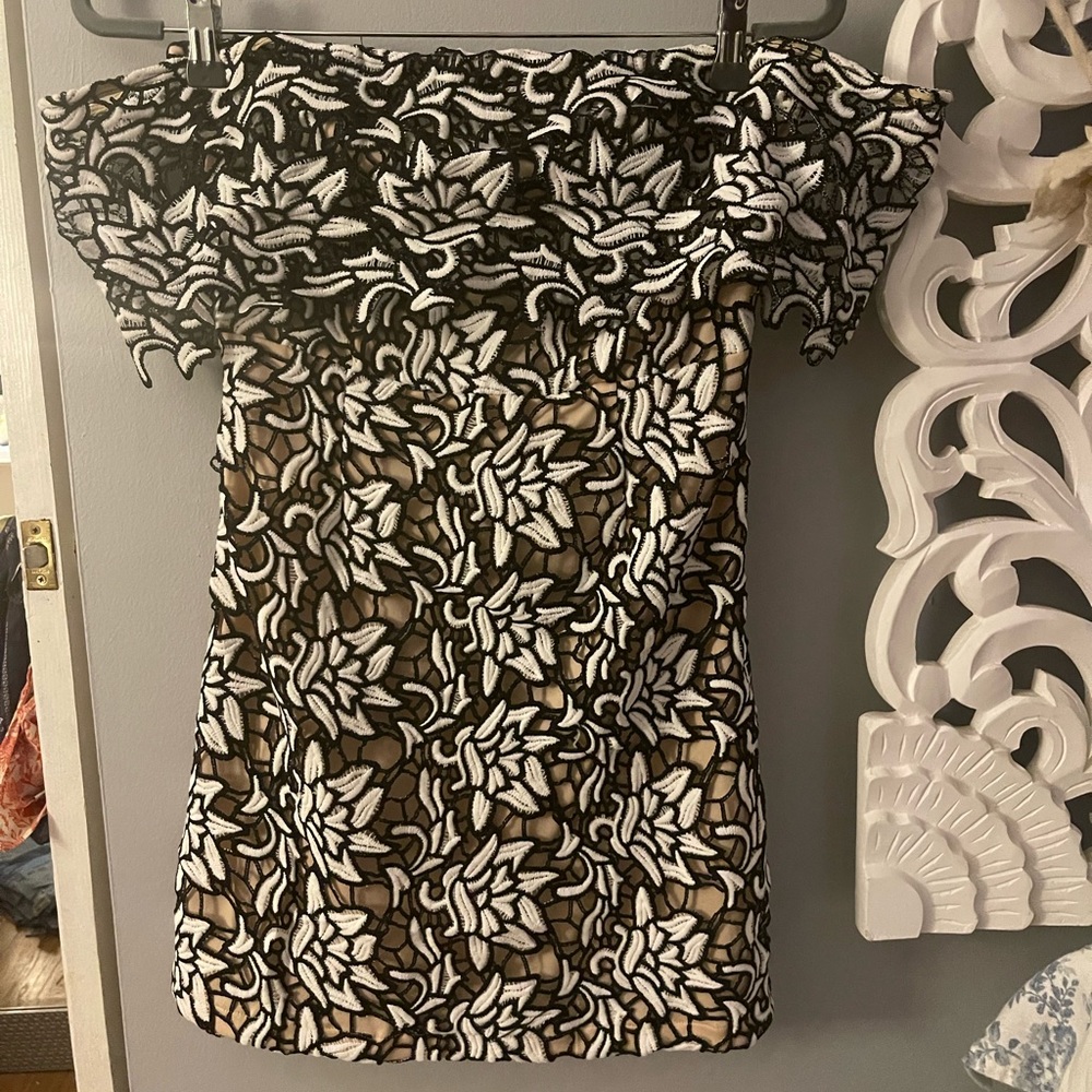 Strapless lace mini dress